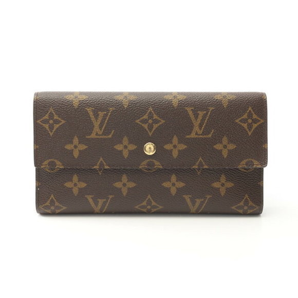 Louis Vuitton Wallet Long Leather Brown Monogram Tresor Tri Porte - Picture 1 of 7